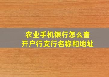 农业手机银行怎么查开户行支行名称和地址