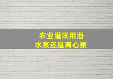 农业灌溉用潜水泵还是离心泵