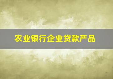 农业银行企业贷款产品