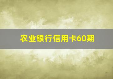 农业银行信用卡60期