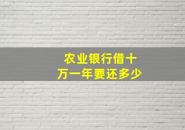 农业银行借十万一年要还多少