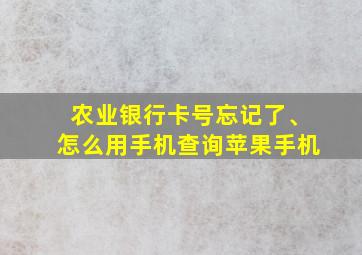 农业银行卡号忘记了、怎么用手机查询苹果手机