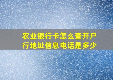 农业银行卡怎么查开户行地址信息电话是多少