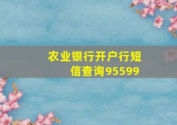 农业银行开户行短信查询95599