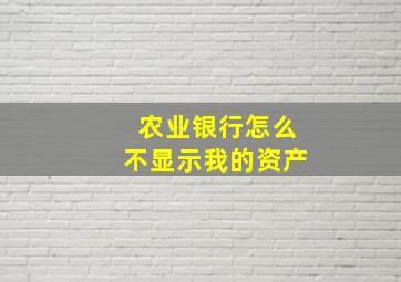 农业银行怎么不显示我的资产