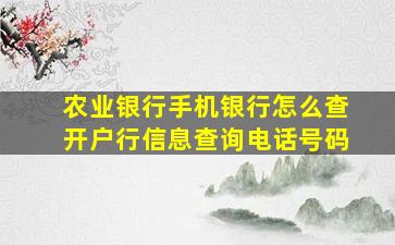 农业银行手机银行怎么查开户行信息查询电话号码