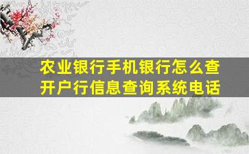 农业银行手机银行怎么查开户行信息查询系统电话