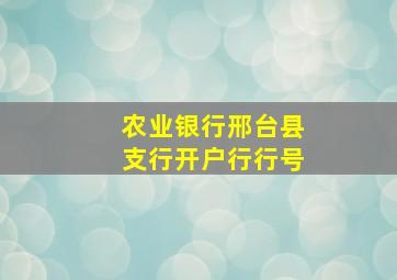 农业银行邢台县支行开户行行号