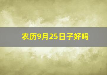 农历9月25日子好吗