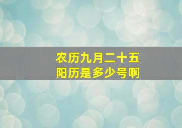 农历九月二十五阳历是多少号啊