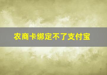 农商卡绑定不了支付宝