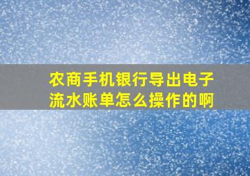 农商手机银行导出电子流水账单怎么操作的啊