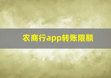 农商行app转账限额