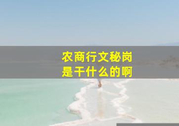 农商行文秘岗是干什么的啊