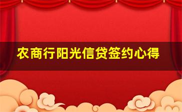 农商行阳光信贷签约心得