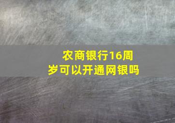 农商银行16周岁可以开通网银吗