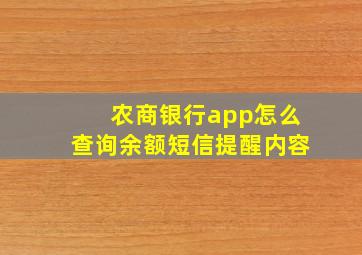 农商银行app怎么查询余额短信提醒内容