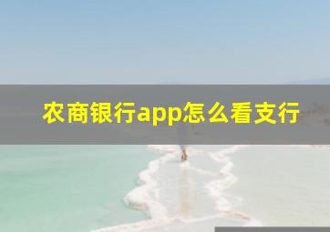 农商银行app怎么看支行