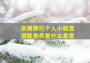 农商银行个人小额度贷款条件是什么意思