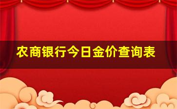 农商银行今日金价查询表