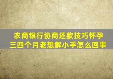 农商银行协商还款技巧怀孕三四个月老想解小手怎么回事