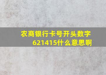 农商银行卡号开头数字621415什么意思啊