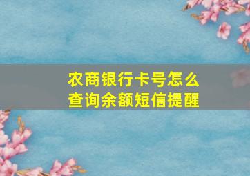 农商银行卡号怎么查询余额短信提醒