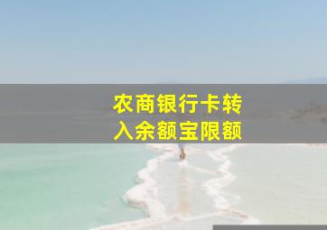 农商银行卡转入余额宝限额