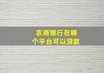 农商银行在哪个平台可以贷款