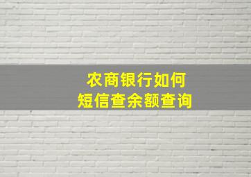 农商银行如何短信查余额查询