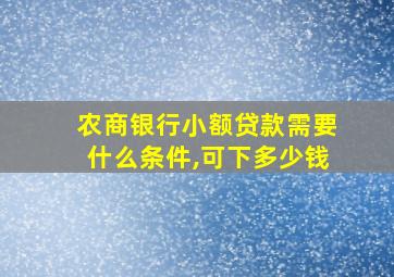 农商银行小额贷款需要什么条件,可下多少钱