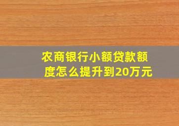 农商银行小额贷款额度怎么提升到20万元