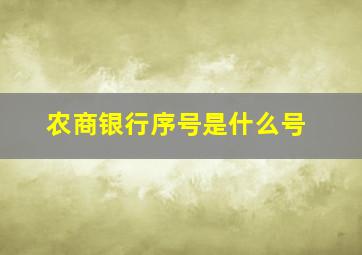 农商银行序号是什么号