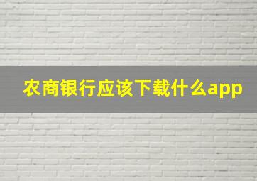 农商银行应该下载什么app