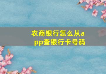 农商银行怎么从app查银行卡号码