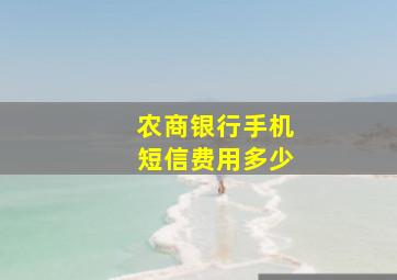 农商银行手机短信费用多少