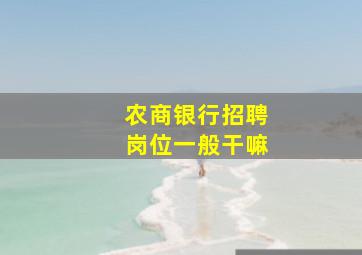 农商银行招聘岗位一般干嘛