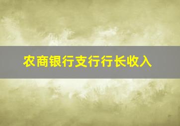 农商银行支行行长收入