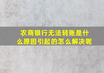 农商银行无法转账是什么原因引起的怎么解决呢