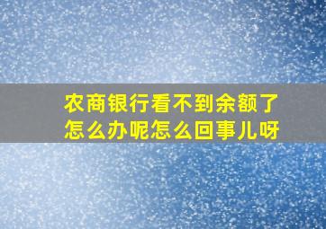 农商银行看不到余额了怎么办呢怎么回事儿呀