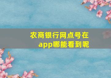 农商银行网点号在app哪能看到呢