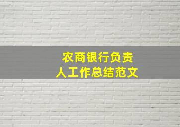 农商银行负责人工作总结范文