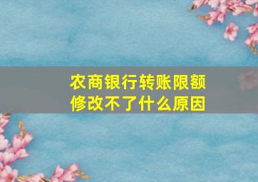 农商银行转账限额修改不了什么原因