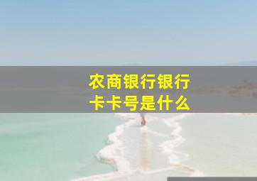 农商银行银行卡卡号是什么