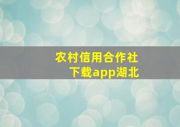 农村信用合作社下载app湖北