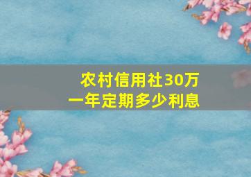 农村信用社30万一年定期多少利息