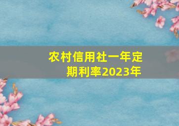 农村信用社一年定期利率2023年