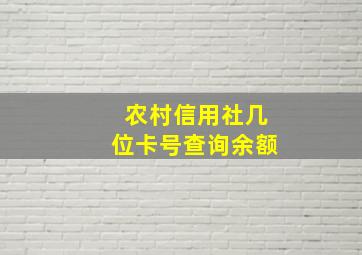 农村信用社几位卡号查询余额