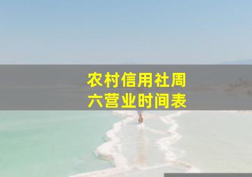 农村信用社周六营业时间表