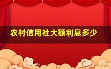 农村信用社大额利息多少